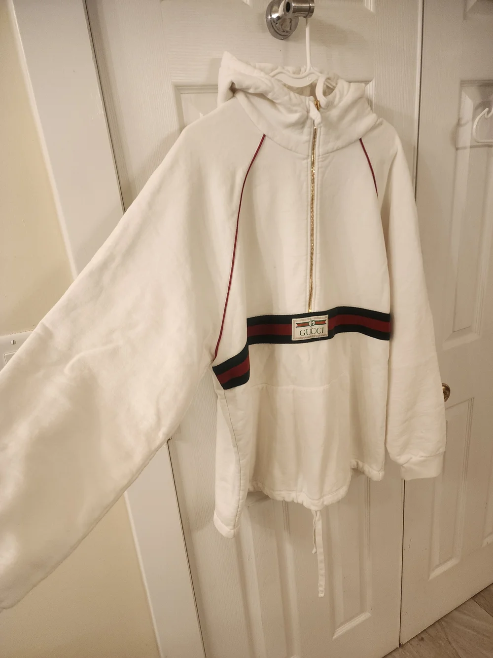 Gucci Hooded Zip Pullover with Signature Web Stripe